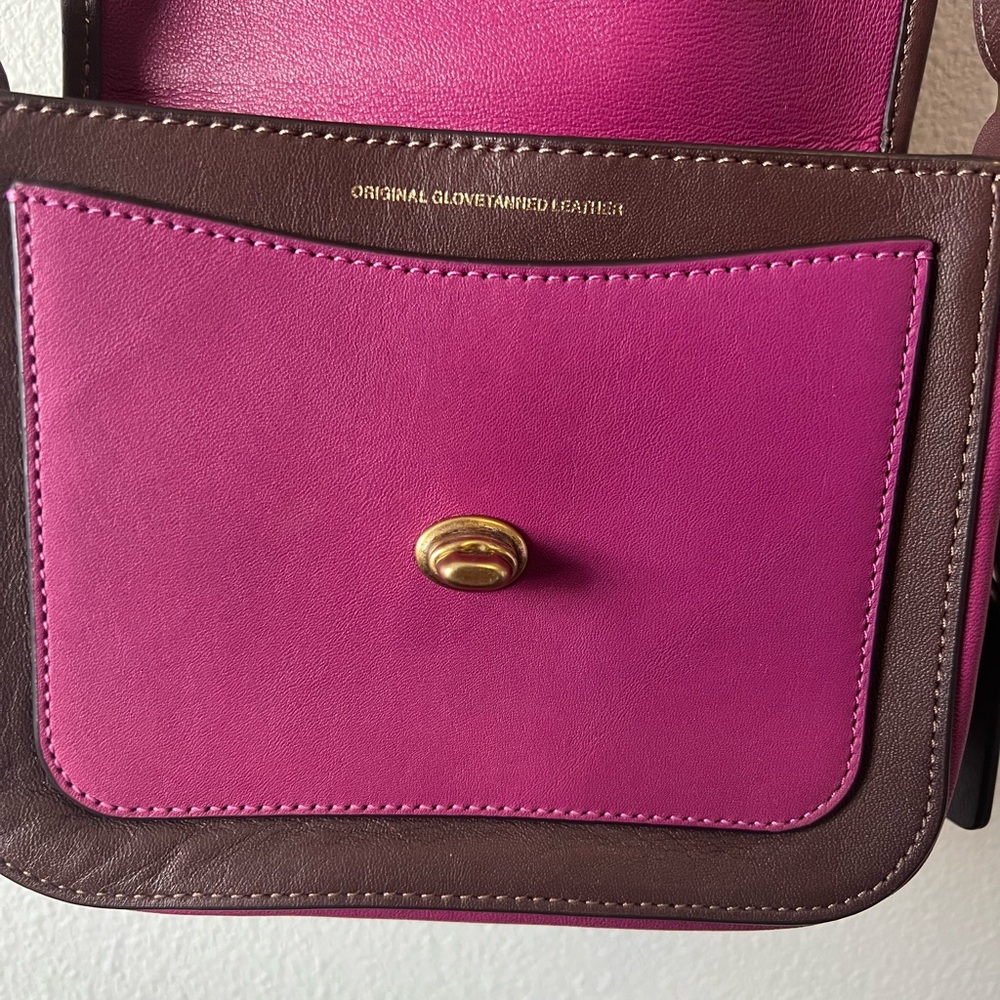 Coach Original Leather Magenta and Brown Crossbody Bag - EUC - No Call Outs - Picture 8 of 14